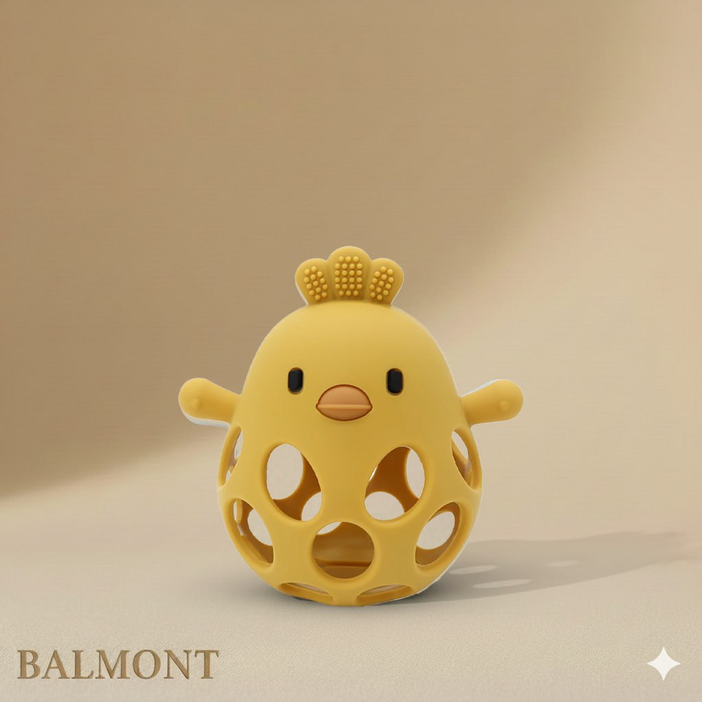 Anneau de dentition bébé en silicone doux forme poussin